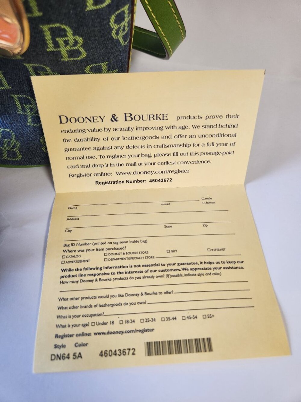 Dooney Bourke North South Bucket Bag Blue Denim Green Purse Handbag Shoulder Bag - Picture 12 of 16